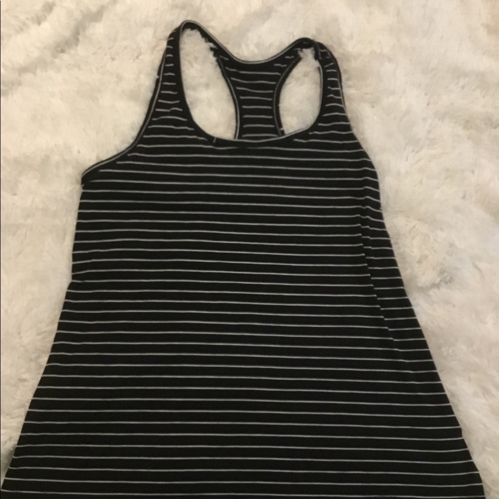 Old Navy Racerback Black & White Striped Tank Top
